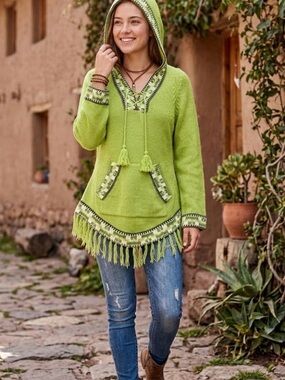 Vintage Arte Inka-Berfass lime green alpaca pullover sweater made in Peru size S